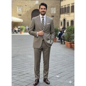 Vitale Barberis Super 110's 2pc Men 40R 34x29 Check Windowpane Italian Wool